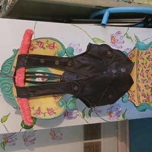 Leather/pleather Vest with Silver Buttons